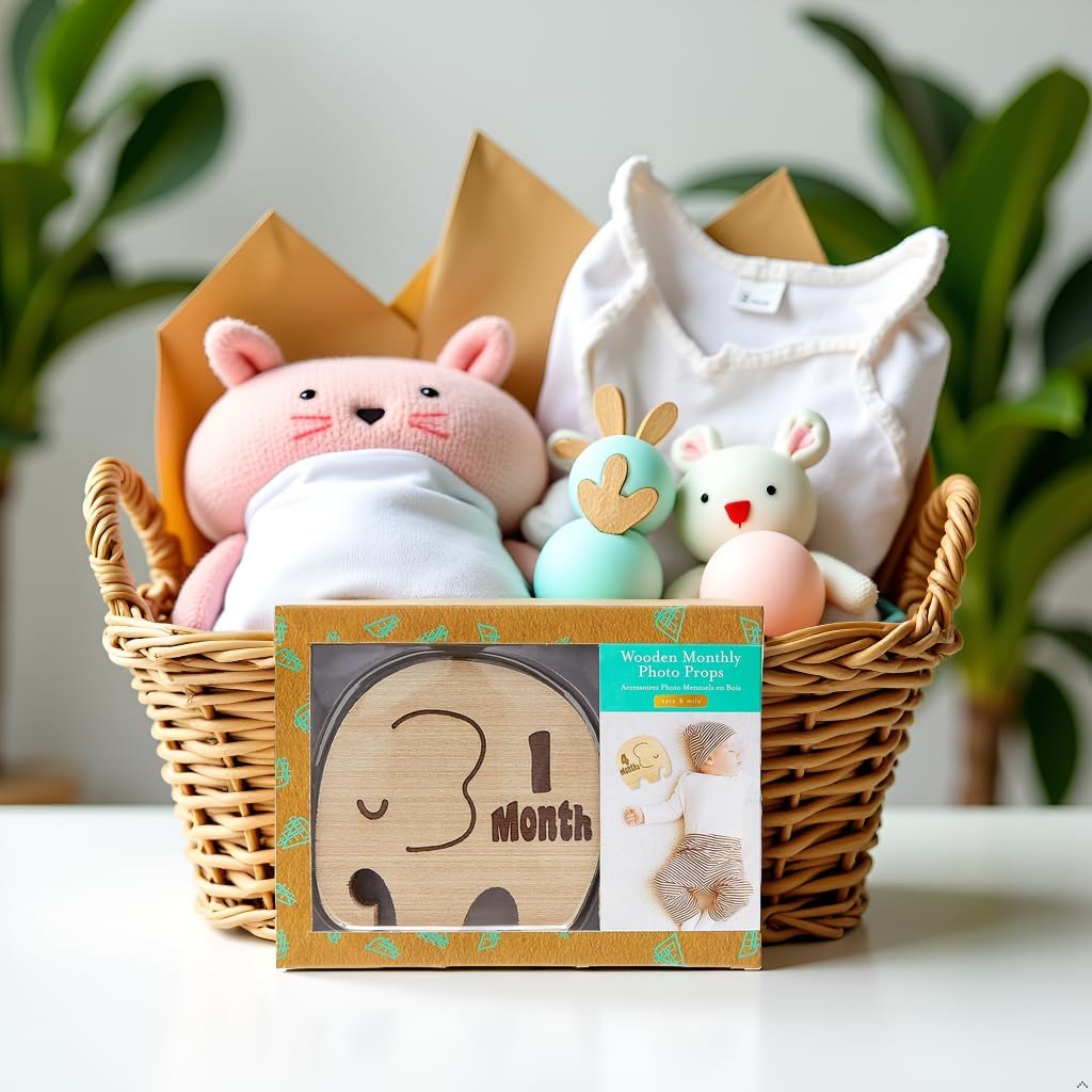 Accesorios madera discos fotos bebé regalo elefante
