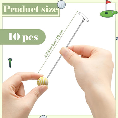 10 Palillos Metal para Cóctel Golf 4.7pulg Catering Bufé