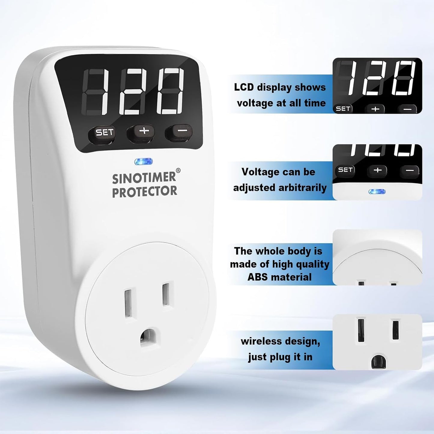 Protector voltaje ajustable LED para electrodomésticos