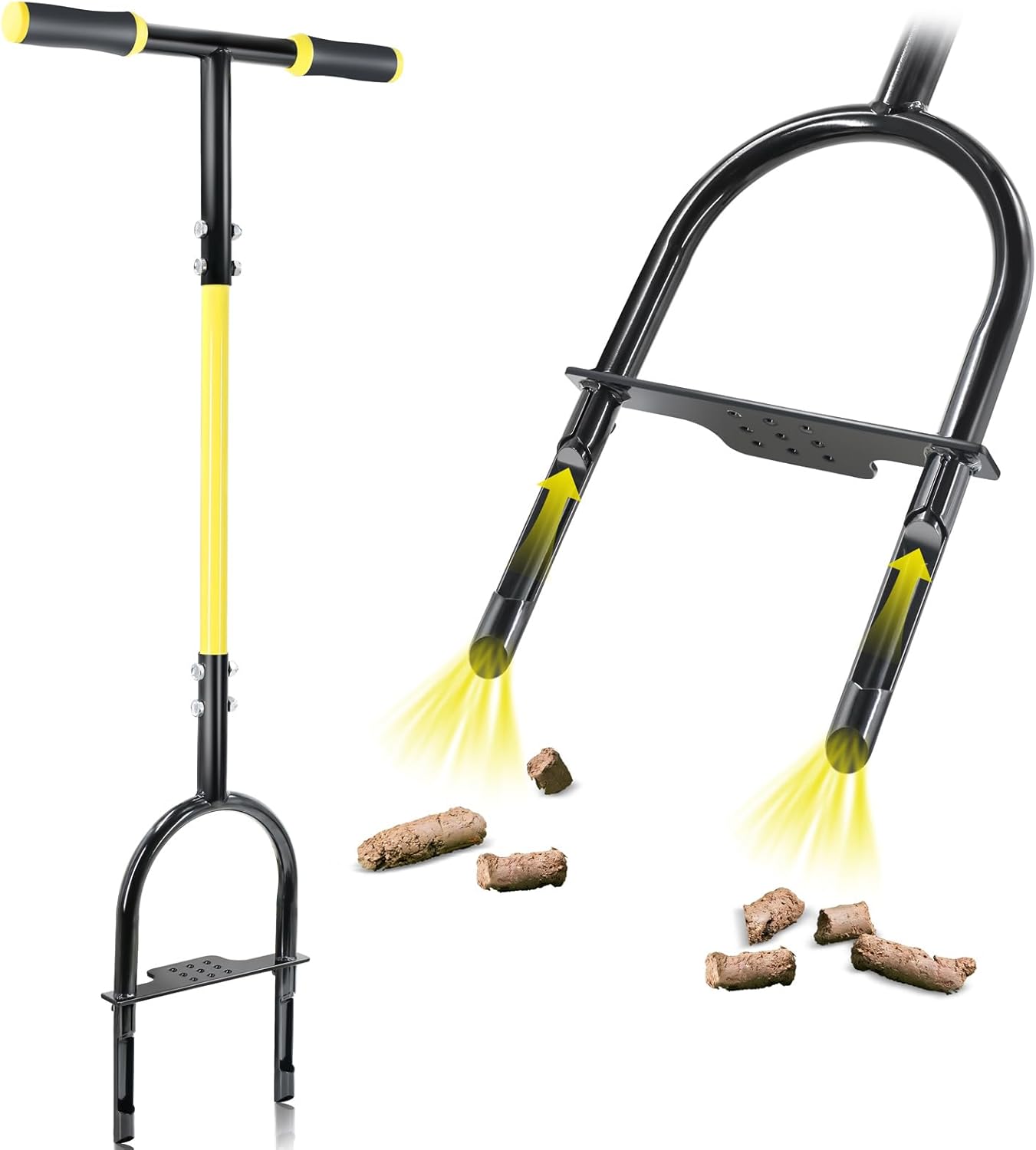Aireador césped 38pulg dientes huecos barra antiderrap