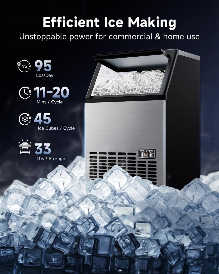 Máquina hielo comercial 95 lb/día 45 cubos en 12 min
