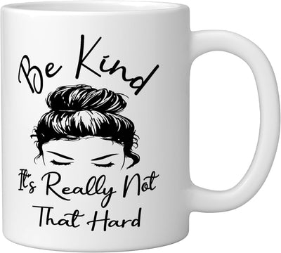 Taza de cerámica Be Kind con pelo desordenado y mensaje de amabilidad