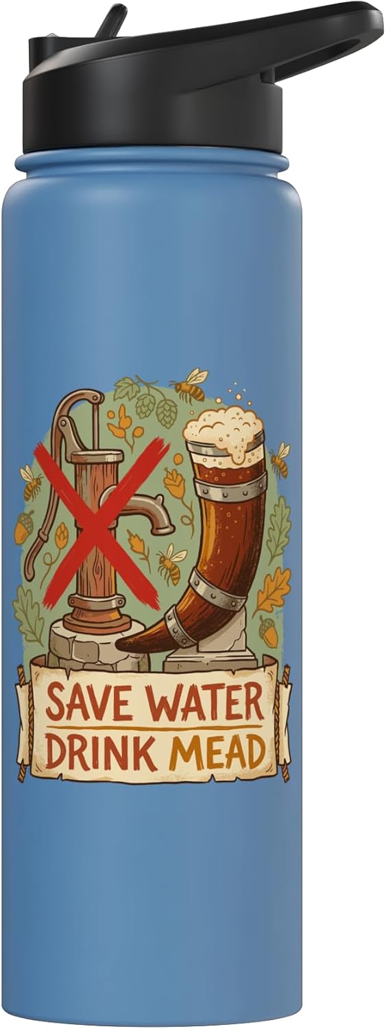 Botella térmica acero inox con diseño de cuerno de mead