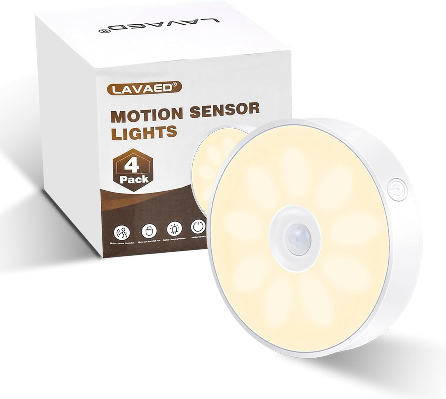 Luz nocturna sensor movimiento LED inalámbrica 4 modos recargable