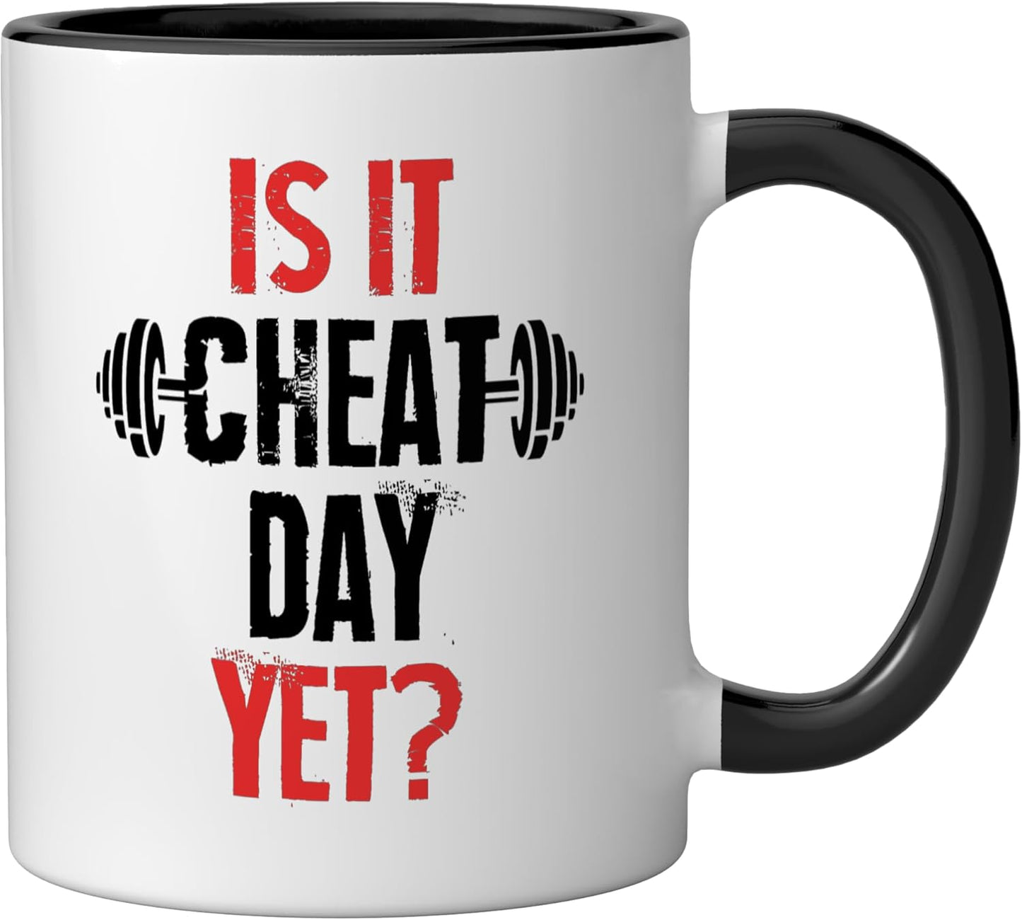 Taza cerámica Is it Cheat Day Yet negra/blanca