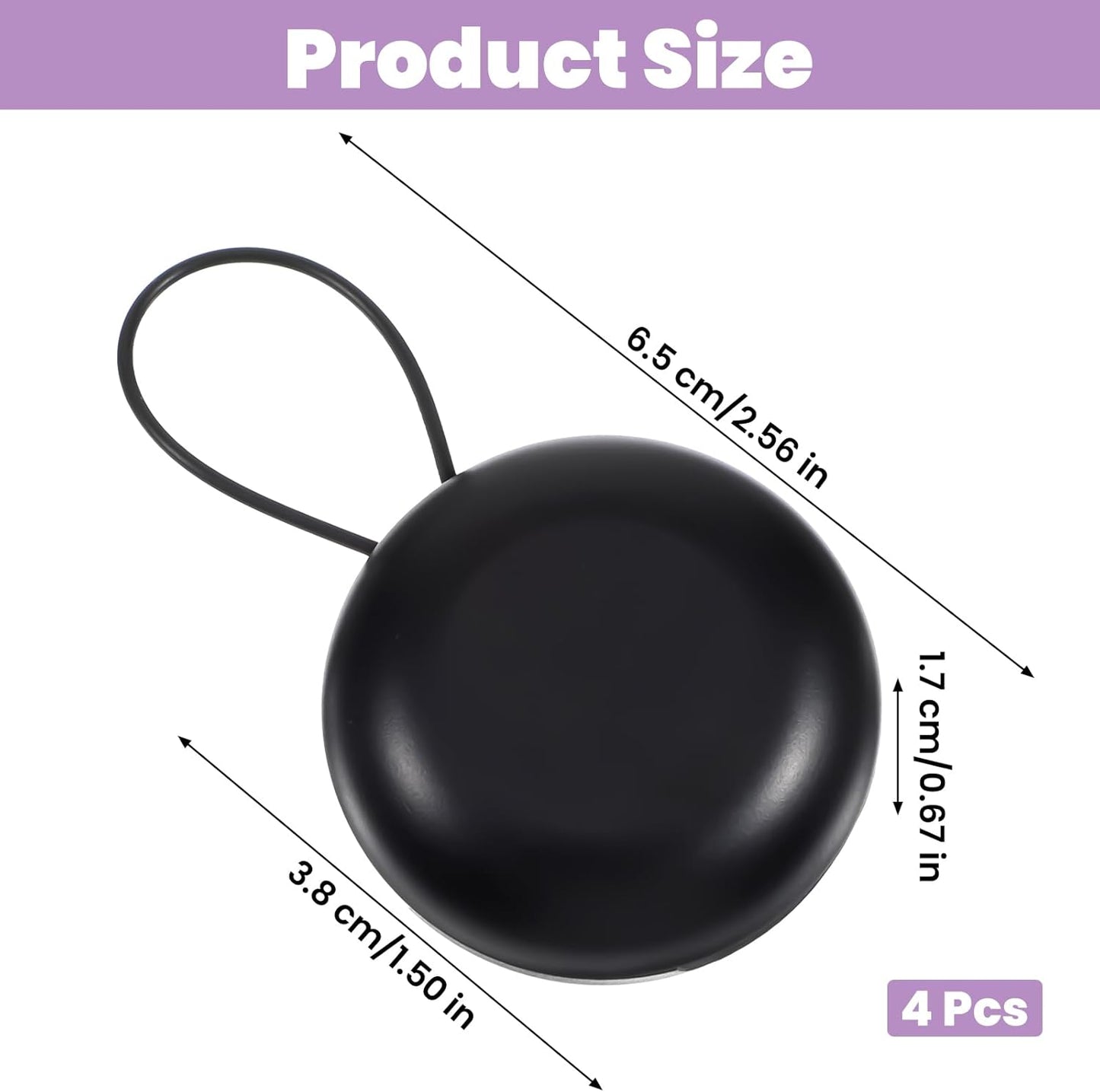 4 Fundas tapones oído portátiles redondas con cordón negro