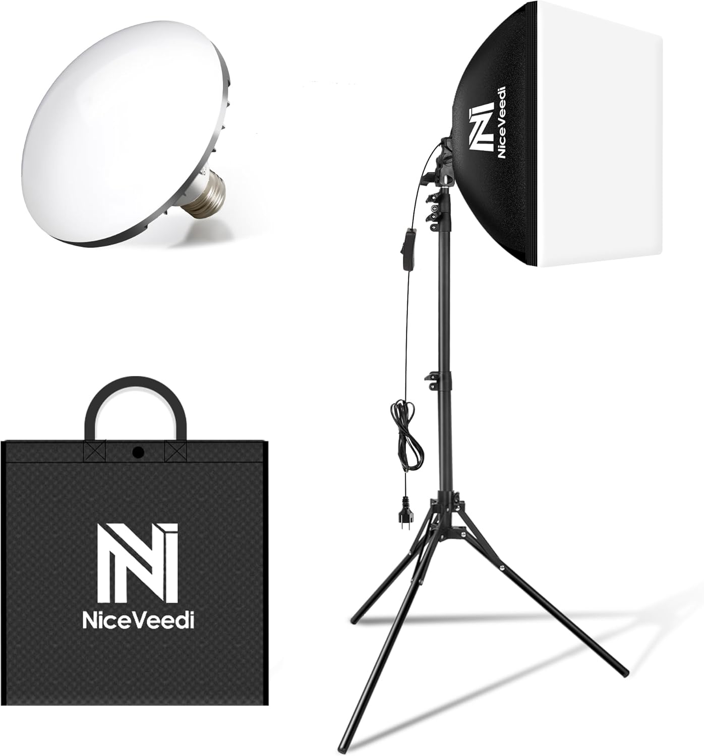 Kit Softbox 16x16pulg soporte trípode LED 5400K