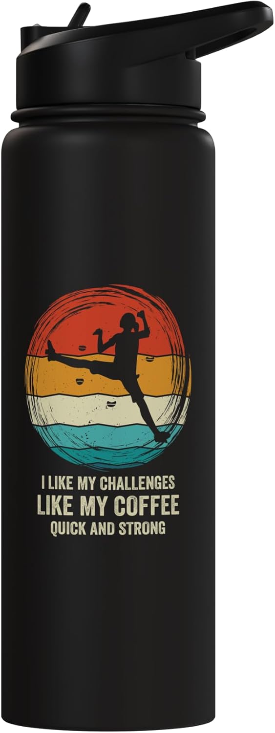 Bottella de agua acero inoxidable aislada I Like My Challenges Like My Coffee