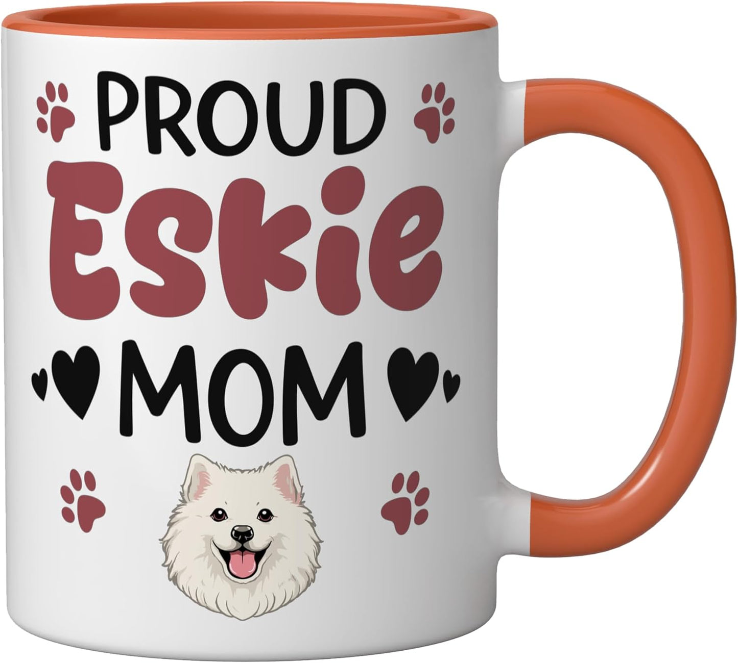 Taza cerámica para amante del perro American Eskimo color naranja/blanco