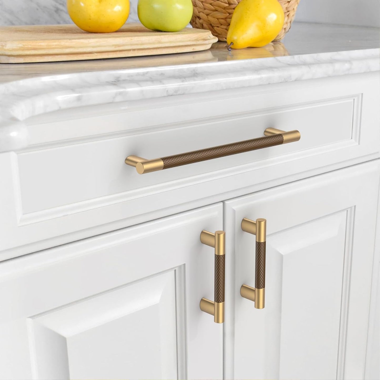 10 Manijas Gabinete Cocina 7pulg Moleteadas Marrón y Bronce