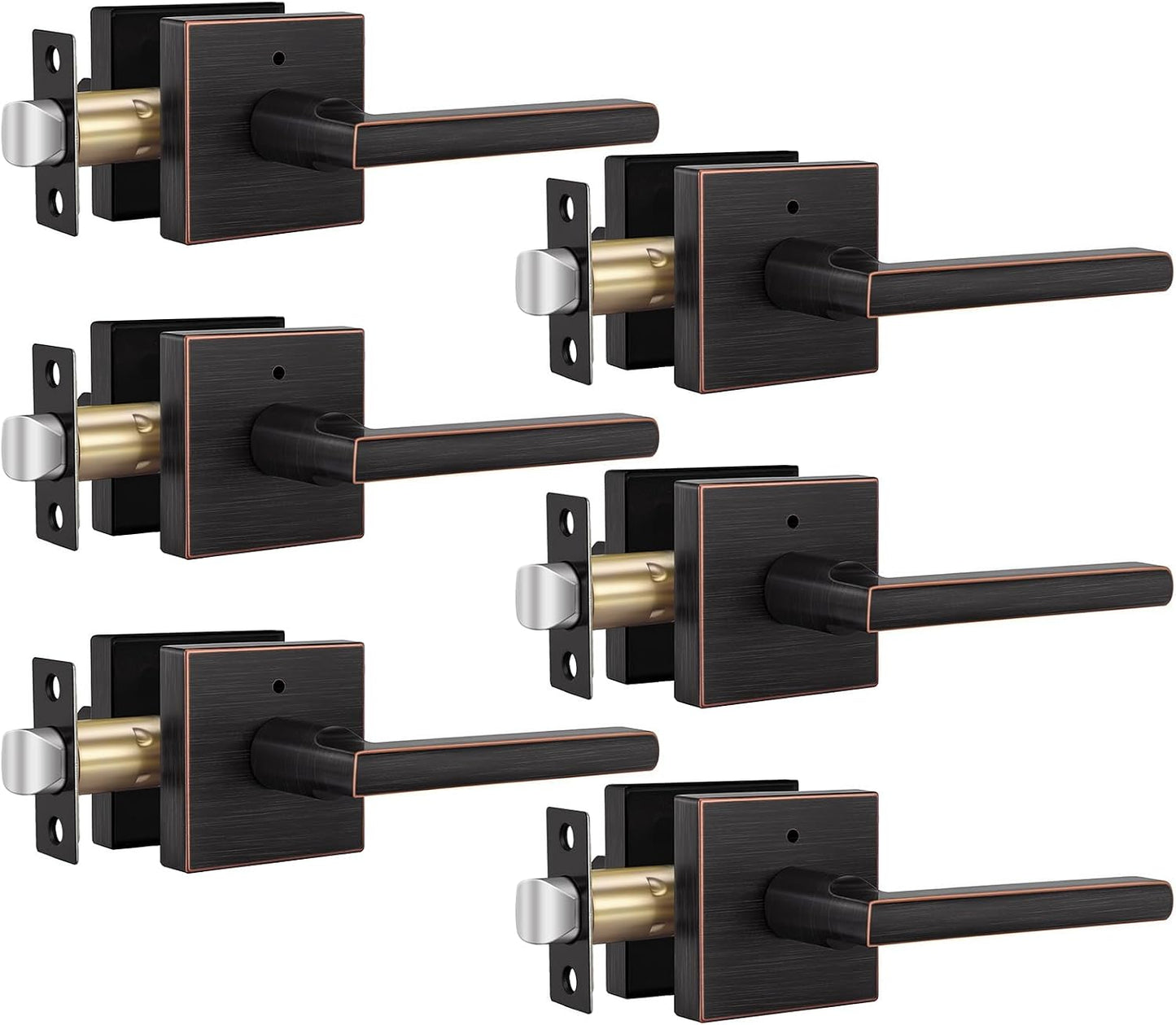 Manijas puerta bronce aceitado interiores cuadradas set 6