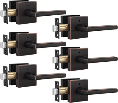 Manijas puerta bronce aceitado interiores cuadradas set 6