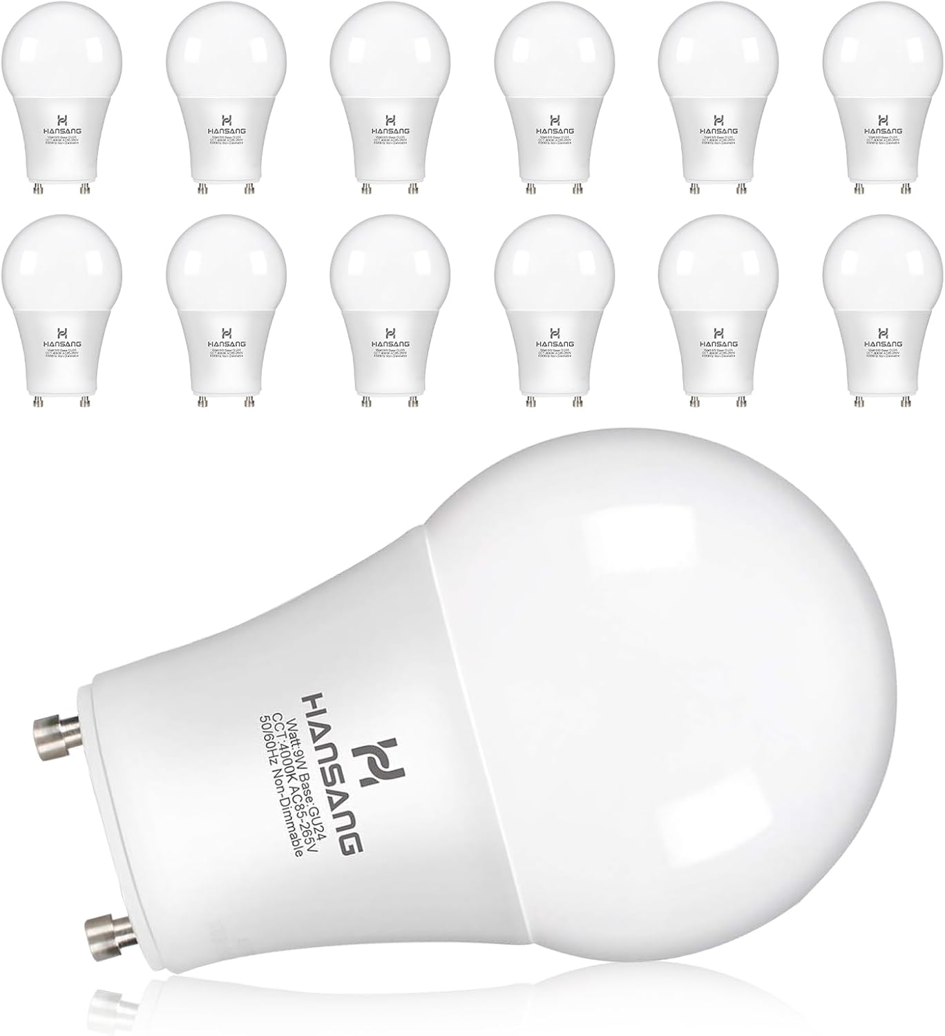 Pack 12 Bombillas LED GU24 4000K 9W CRI85 Base Bloqueo Giro
