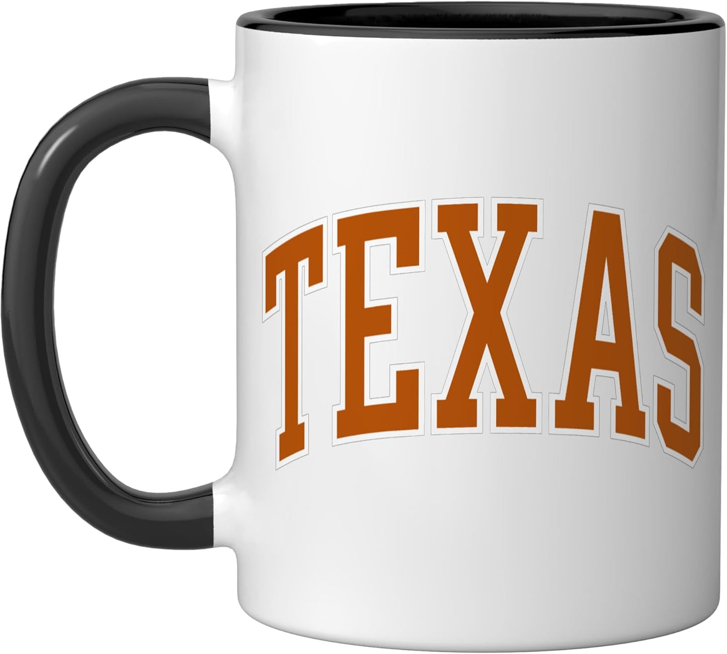 Taza cerámica clásica arqueada de Texas en negro/blanco