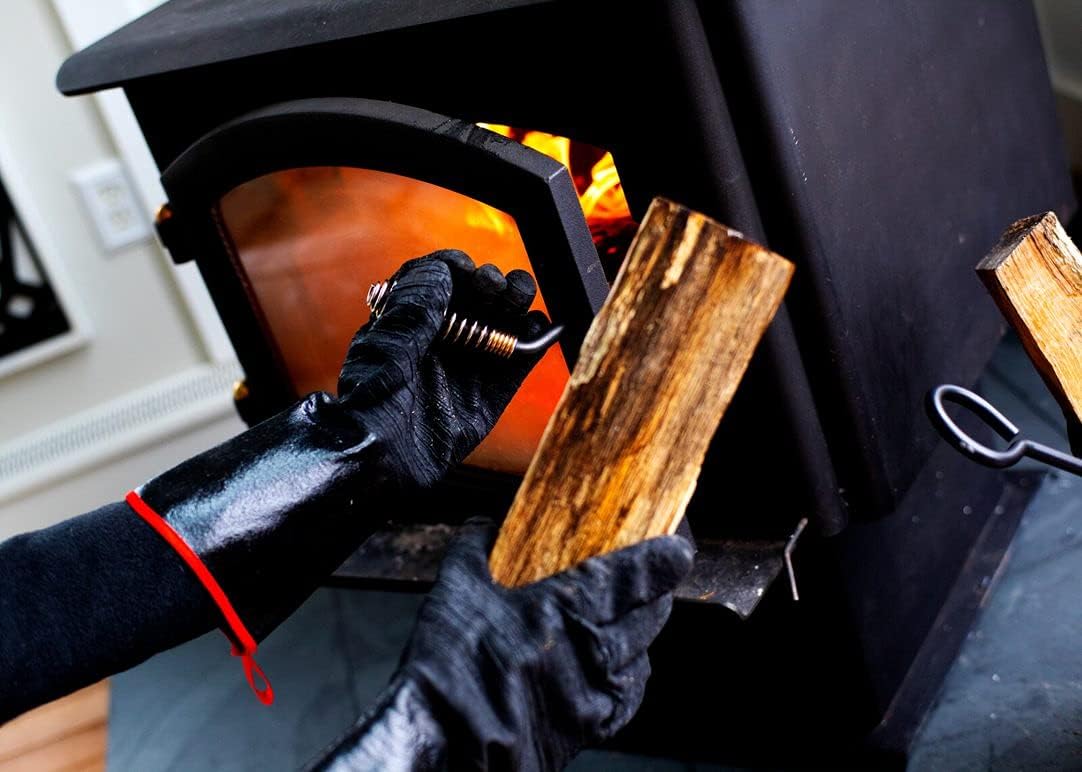 Guantes piel barbacoa resistentes calor gamuza forro algodón