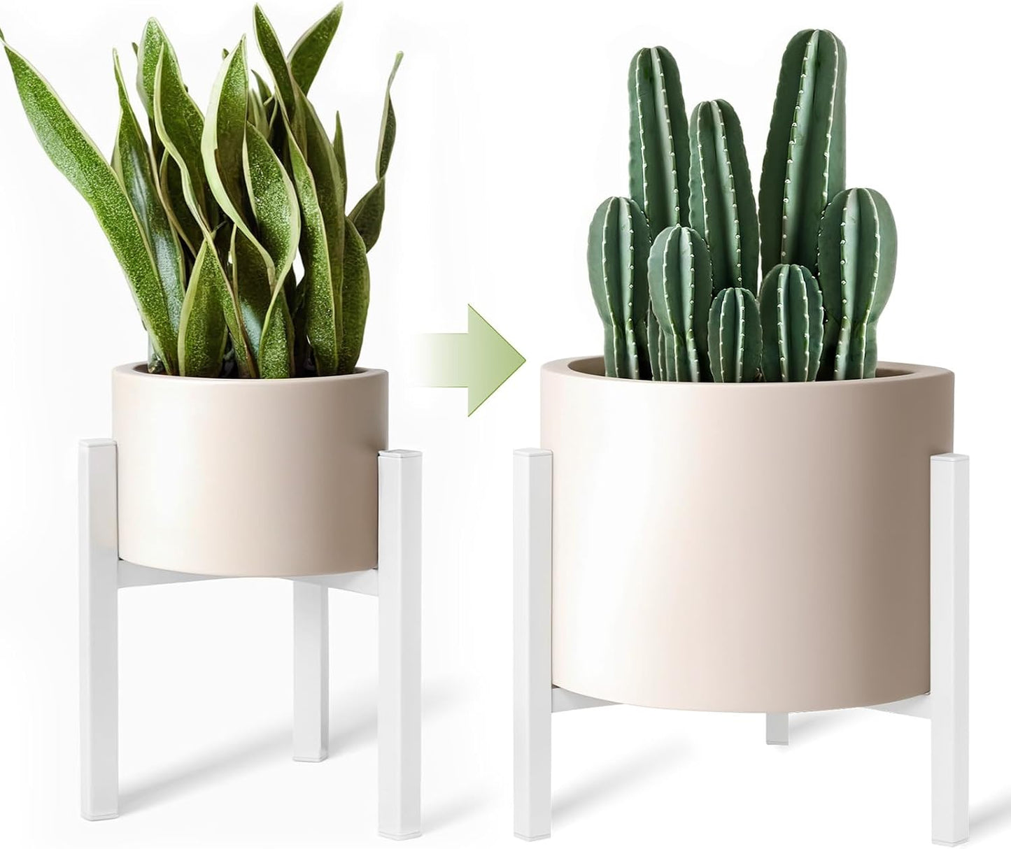 Soporte metal blanco para macetas 12-16pulg estilo moderno