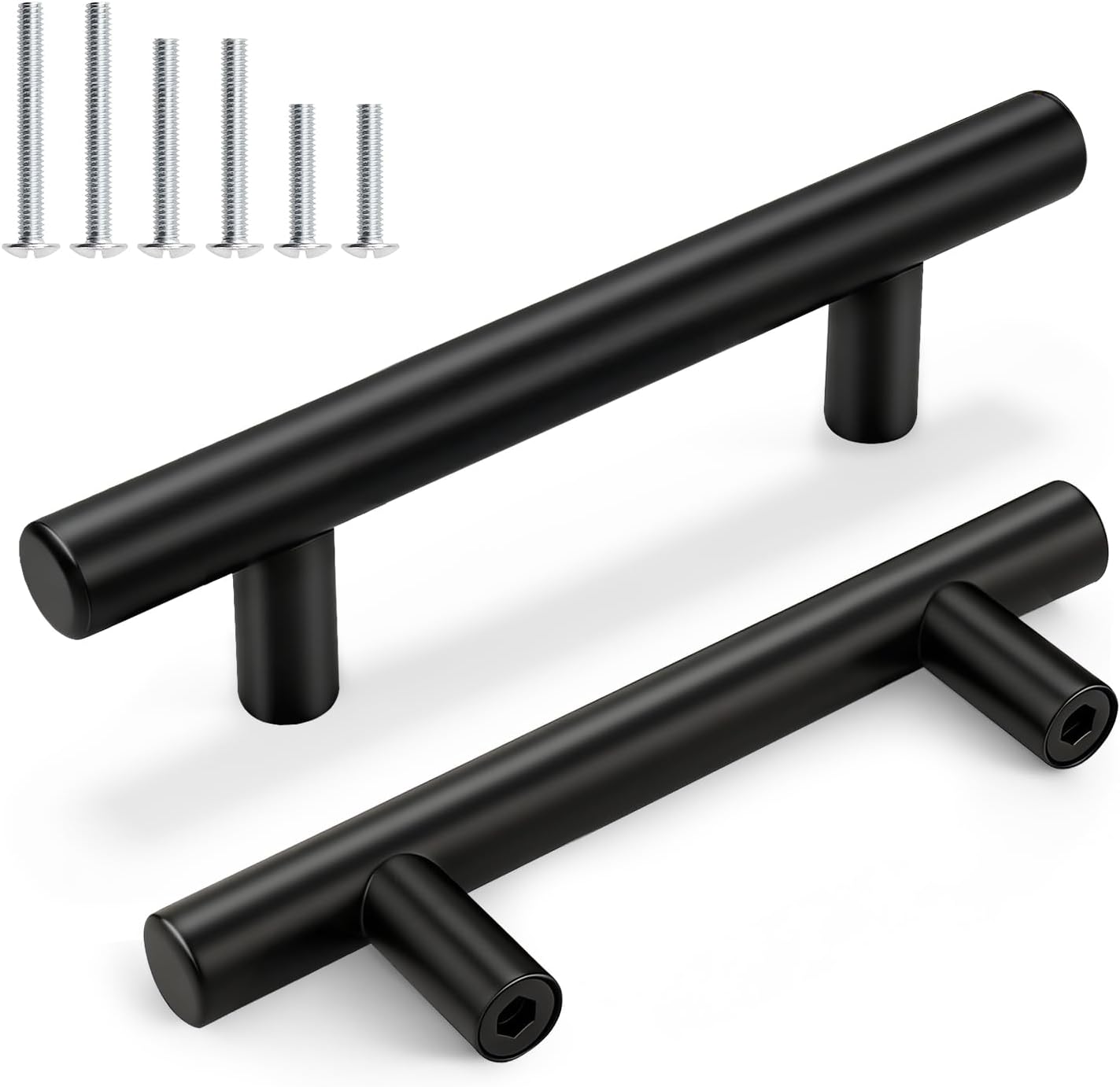 Pack 10 Tiradores Gabinete 3pulg Acero Inox Estilo Europeo Negro