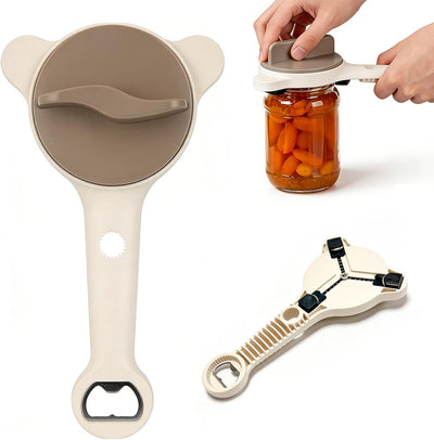 Abrelatas de acero inoxidable Tydon Guardian para personas mayores con agarre manual