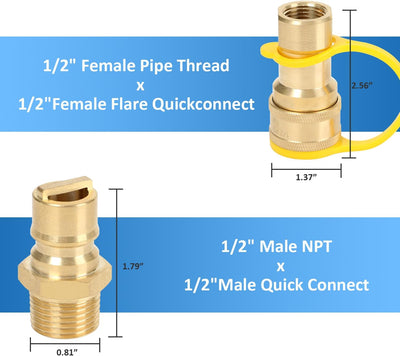 Kit conexiones gas natural QDD LP 1/2pulg manguera latón antipolvo