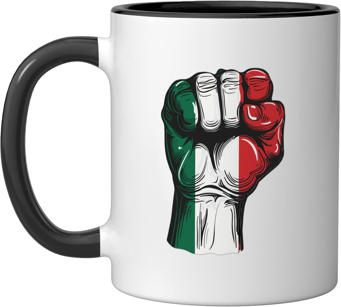 Taza cerámica bandera de Italia negra/blanca