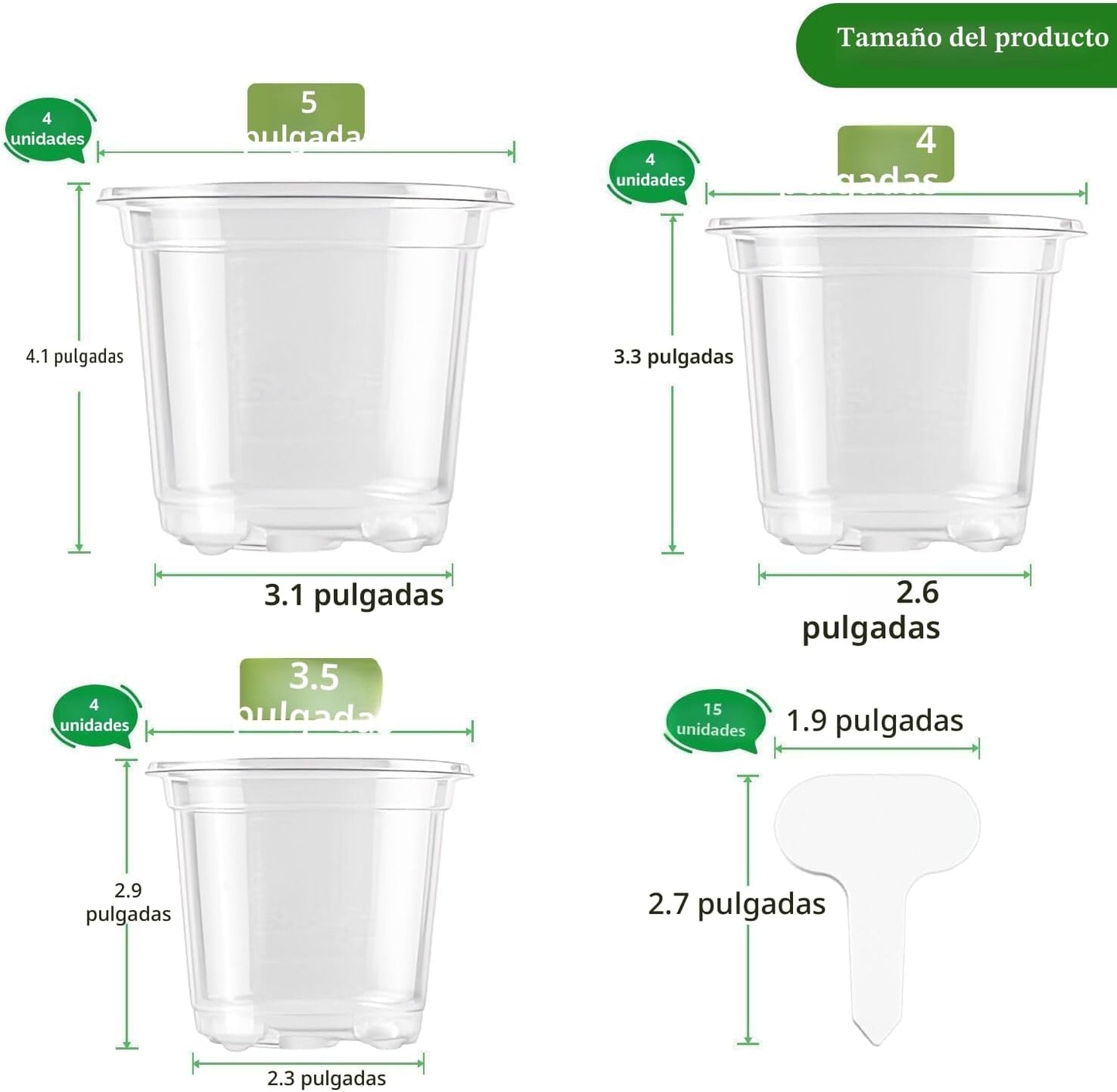 Macetas plástico transparente 13cm con drenaje para suculentas