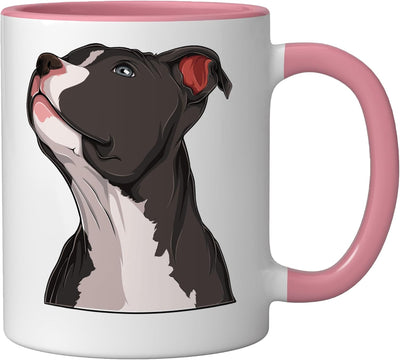 Taza cerámica para perro American Pit Bull Pitbull Terrier Rosa/Blanca
