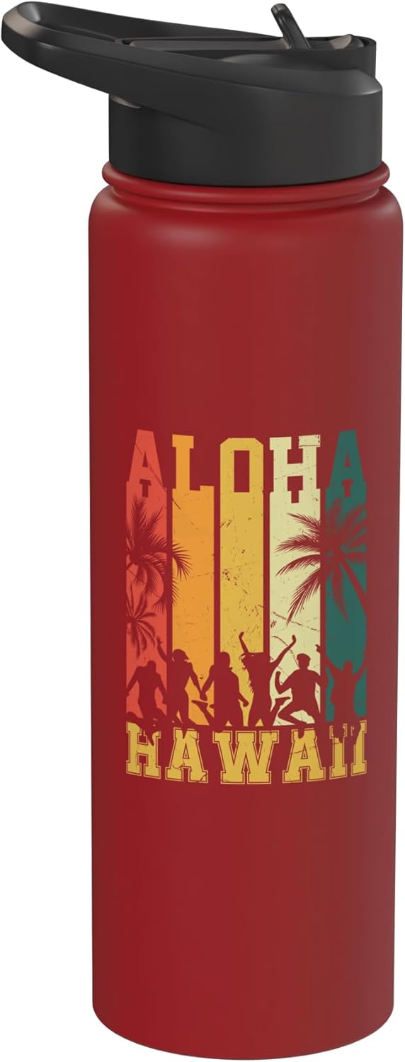 Botella de agua aislada de acero inoxidable Aloha Hawaii