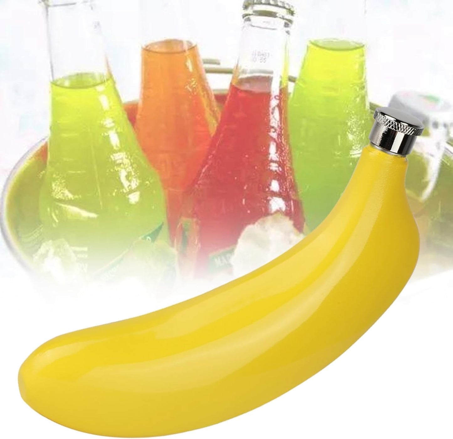 Frasco en forma de plátano de acero inoxidable con embudo