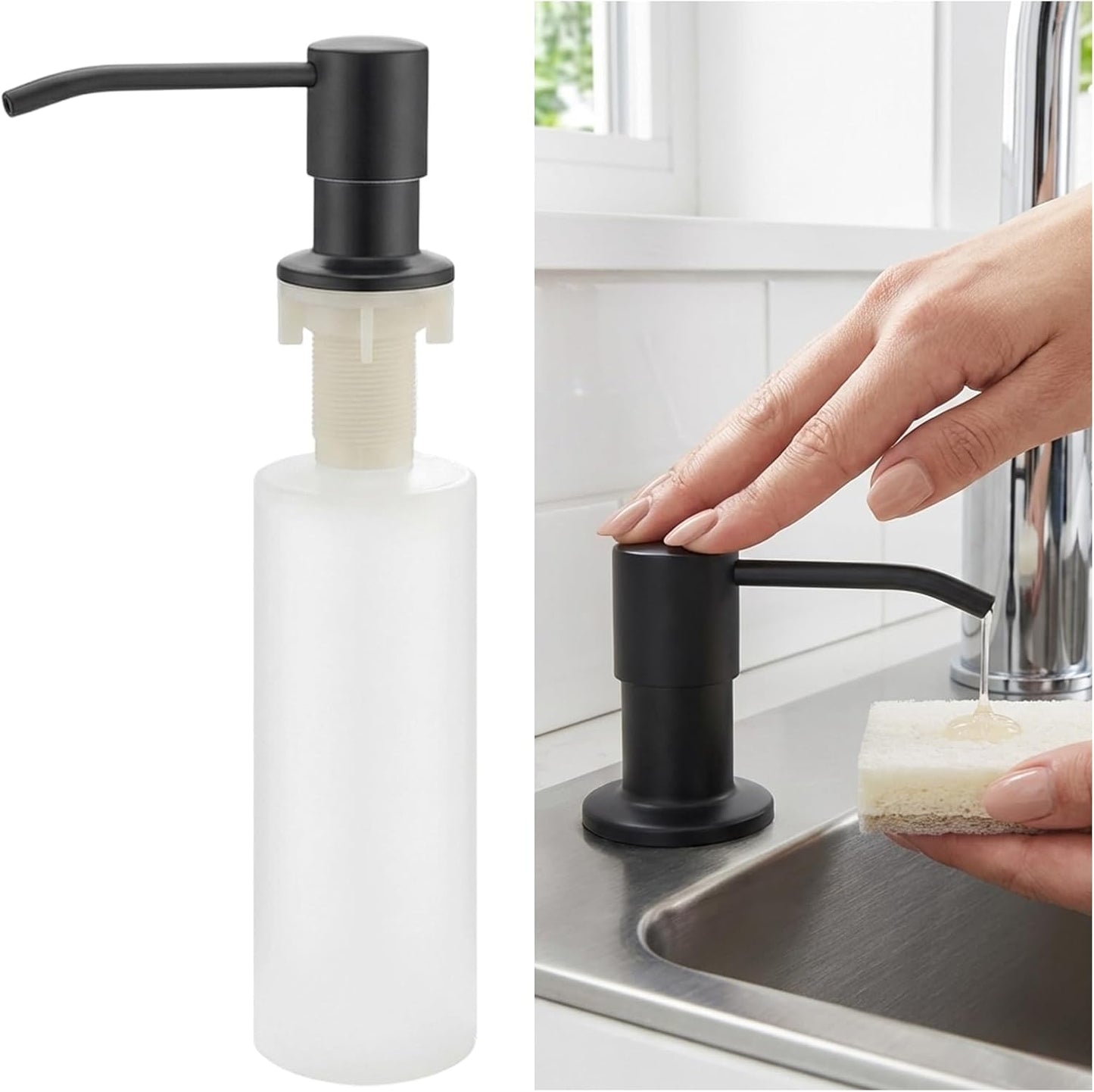 Dispensador Jabón Fregadero con Botella Recargable 10oz