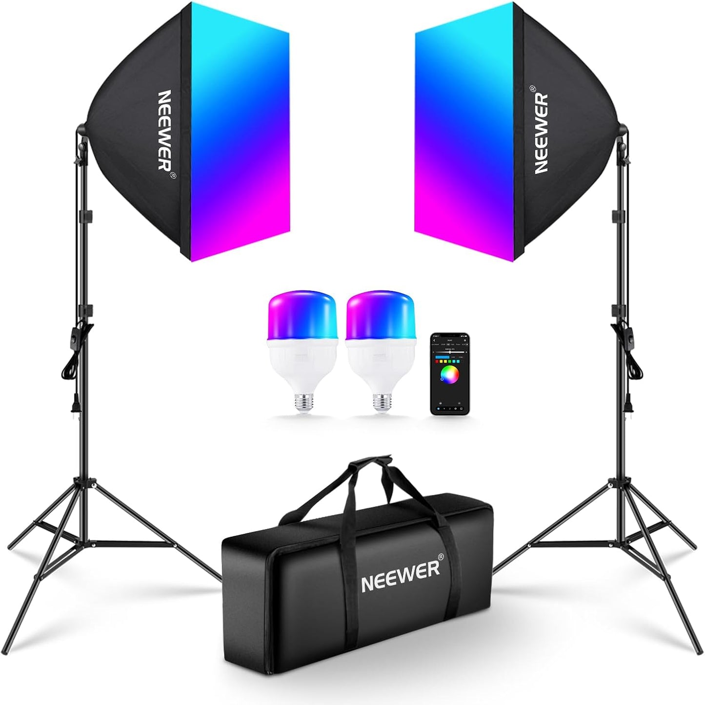 2 Kits Luz RGB 26W CRI93 E26 24pulg Estudio