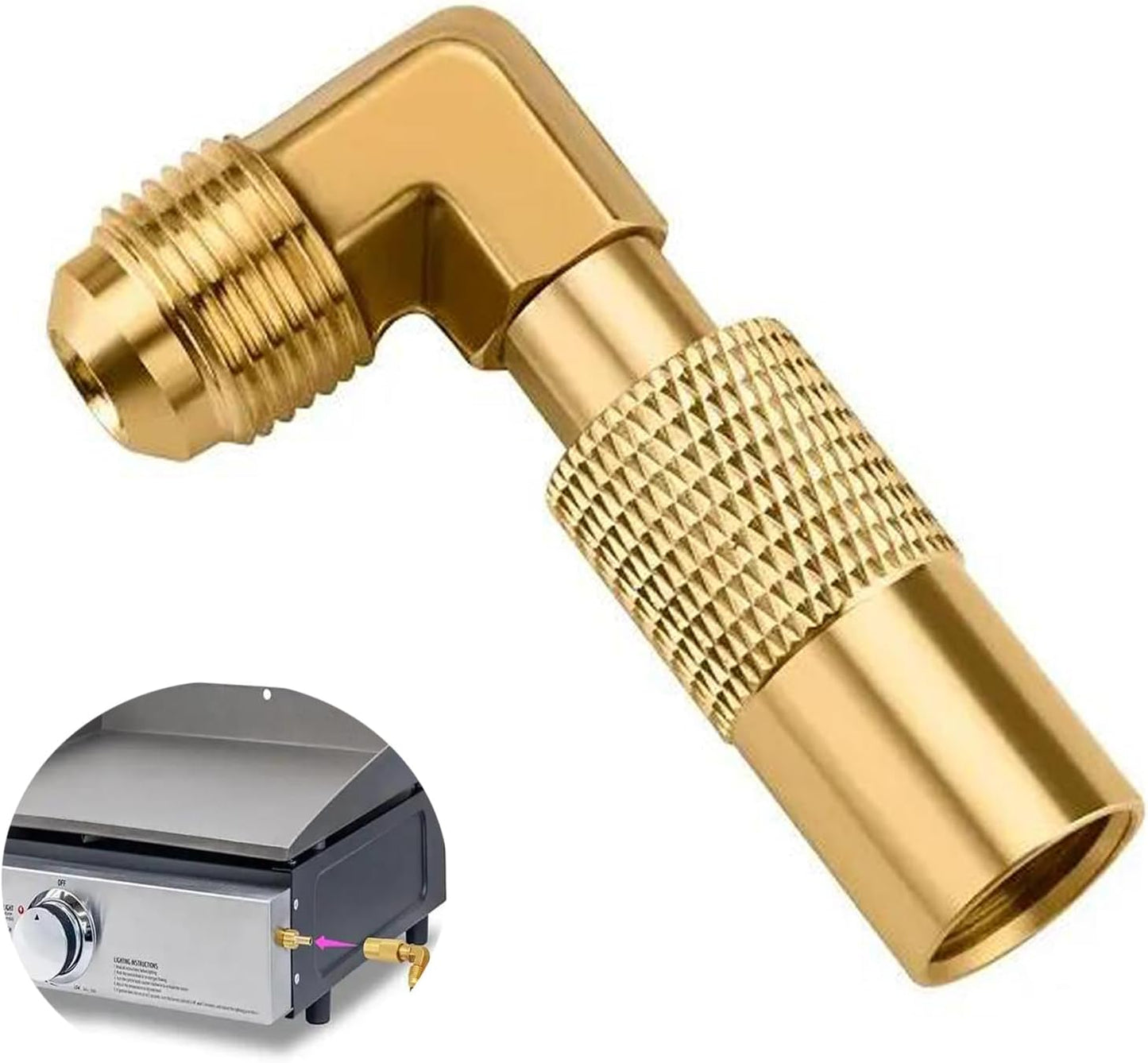 Adaptador codo propano 3/8pulg para parrilla Blackstone 17-22pulg