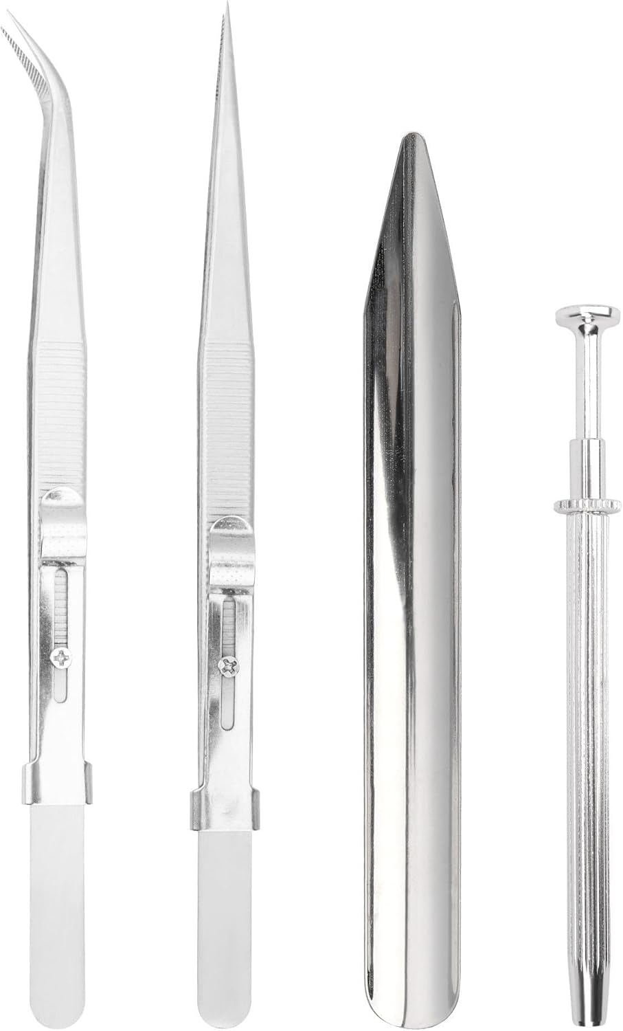 Set 4 Pinzas Joyería Metal Garra Diamante Rectas Curvas
