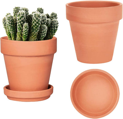 Macetas terracota 6pulg con platillo drenaje paquete 2
