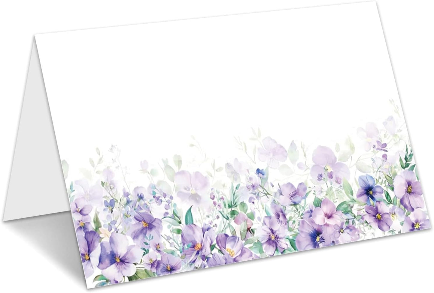 Tarjetas de lugar de flores moradas para mesa de boda y eventos