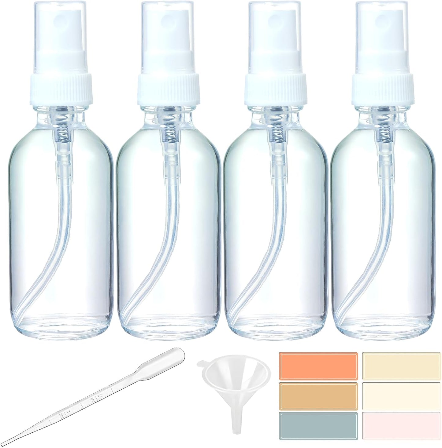 4 Botellas Rociadoras Vidrio 2oz Atomizador Recargable