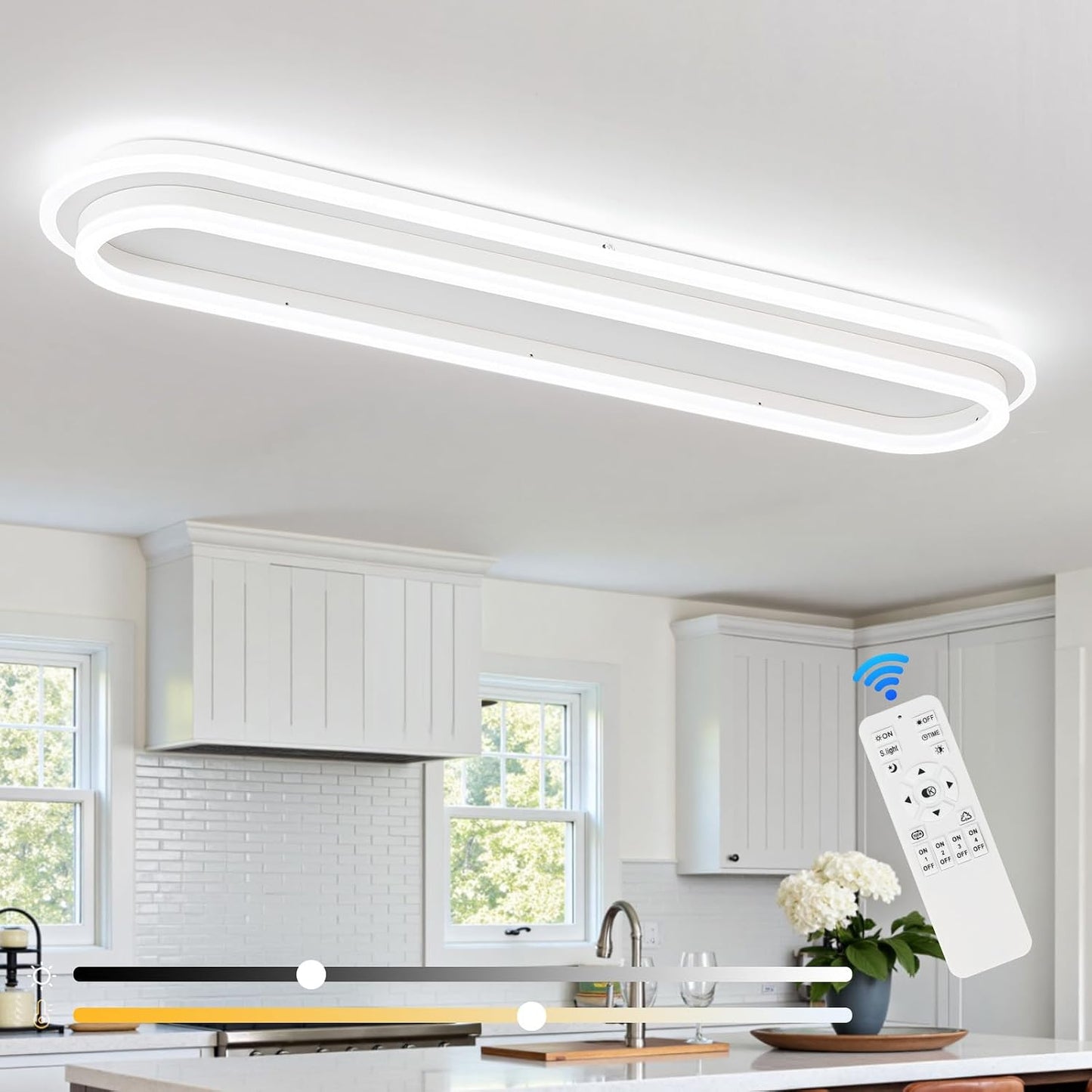 Lámpara techo LED lineal 31.5pulg control remoto cocina sala