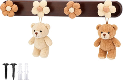 Gancho madera con flores para colgar ropa y bolsos decorativo