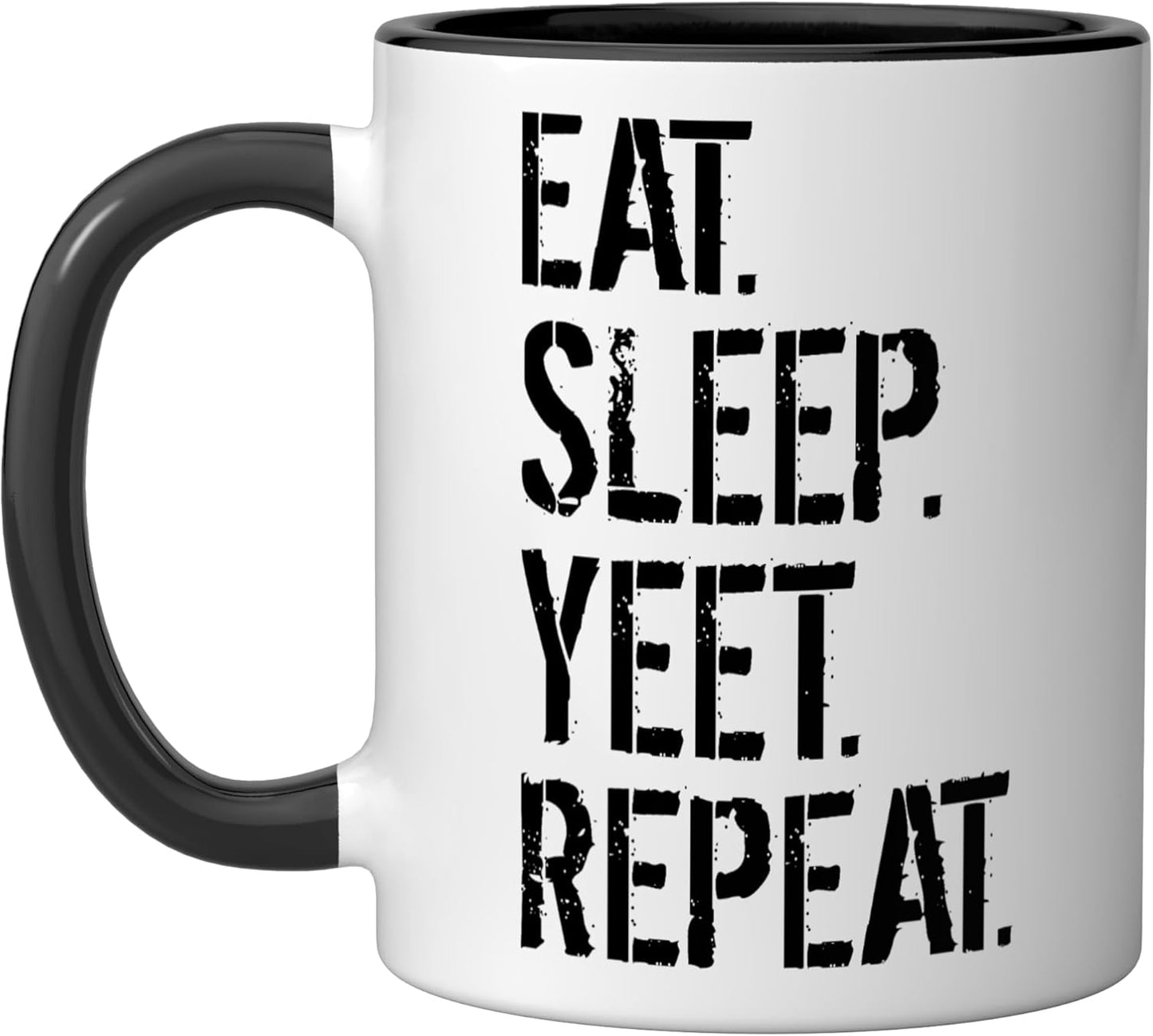 Taza cerámica Eat Sleep Yeet Repeat negra/blanca