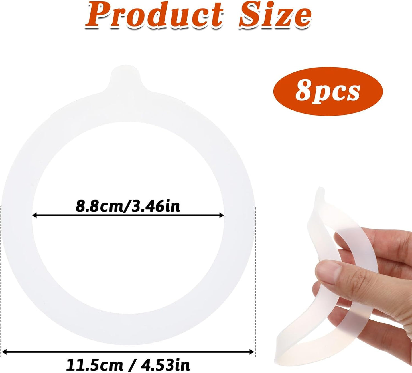 8 Juntas Silicona para Frascos Vidrio 3.5pulg
