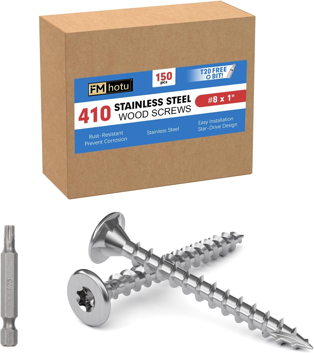 Tornillos cubierta acero inox #8x1 T20 Star Bit