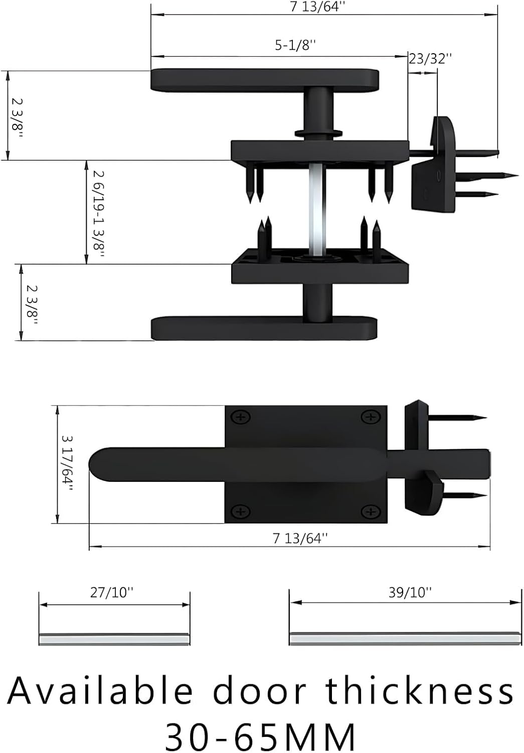 Pestillo puerta acabado mate aluminio doble cara exterior negro