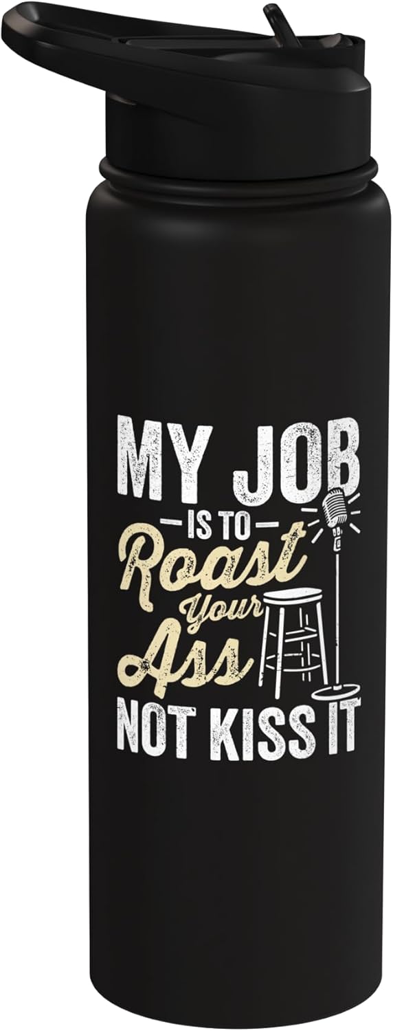 Botella de agua acero inoxidable aislada para stand up comedy