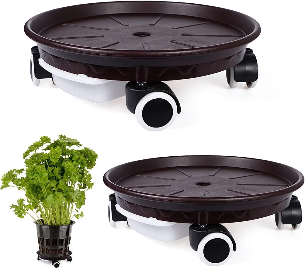 2 Pzas Bandejas Plantas 13.3pulg con Cajón Agua y Ruedas 180lb