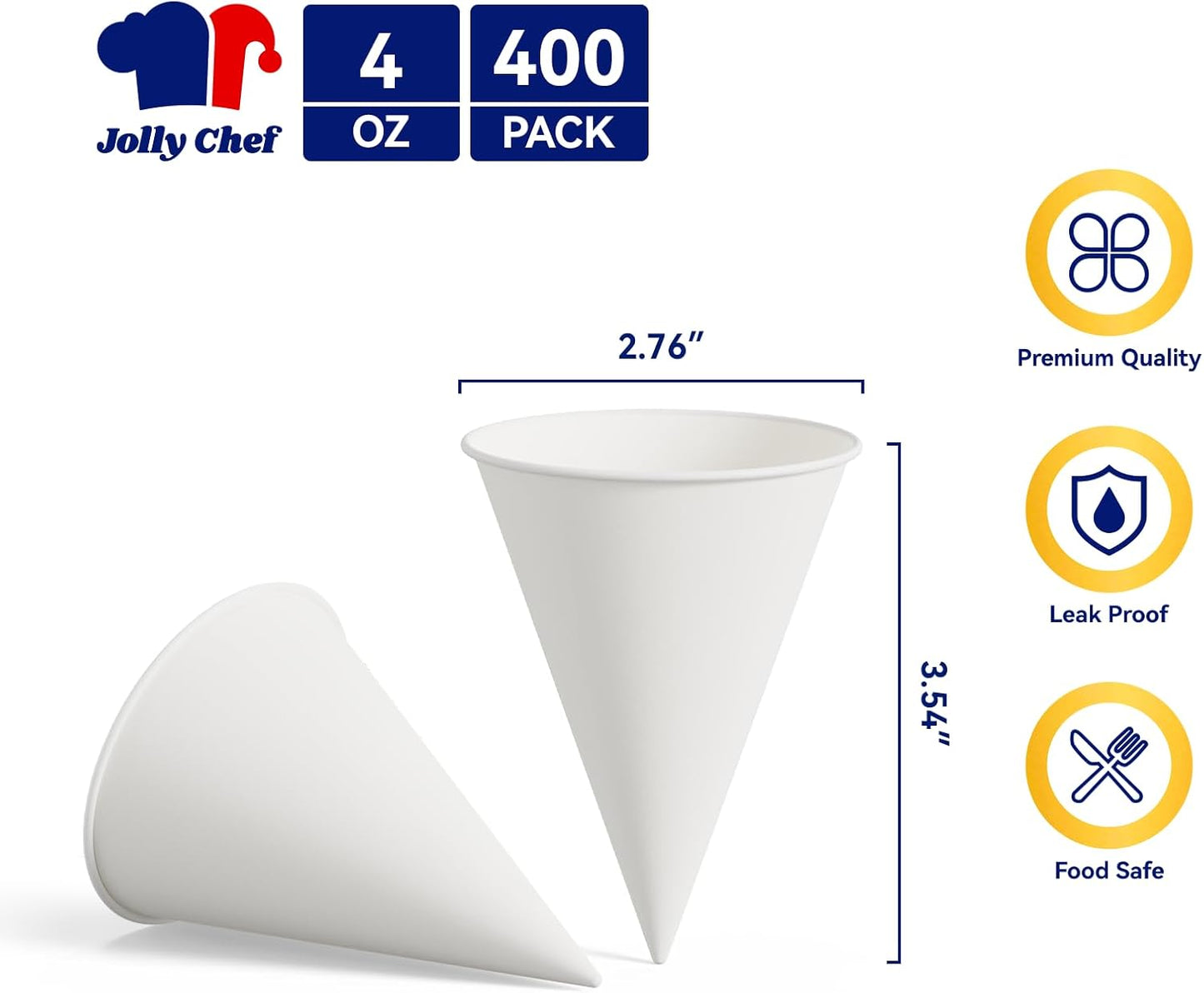 Paquete de 400 vasos de cono de nieve de 4 oz