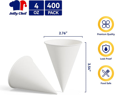 Paquete de 400 vasos de cono de nieve de 4 oz