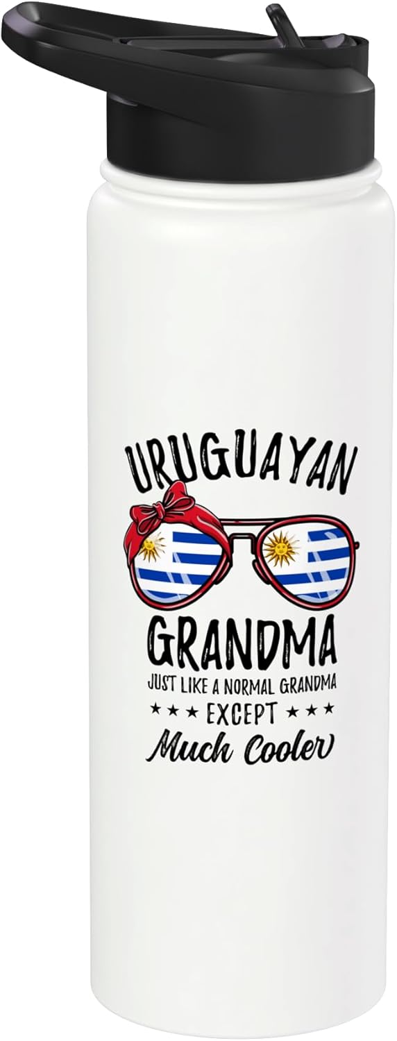 Botella de agua acero inoxidable aislada estilo abuela uruguaya