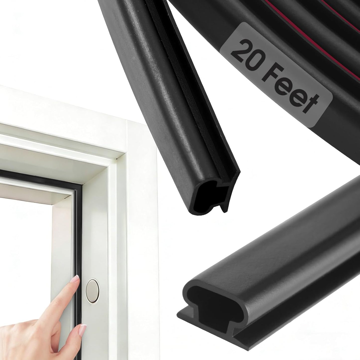Cinta selladora puerta forma D autoadhesiva 20ft negra 3/8x1/4