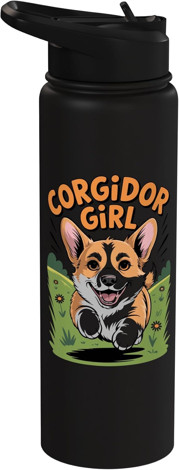 Botella de agua aislada de acero inoxidable para dueñas de corgi
