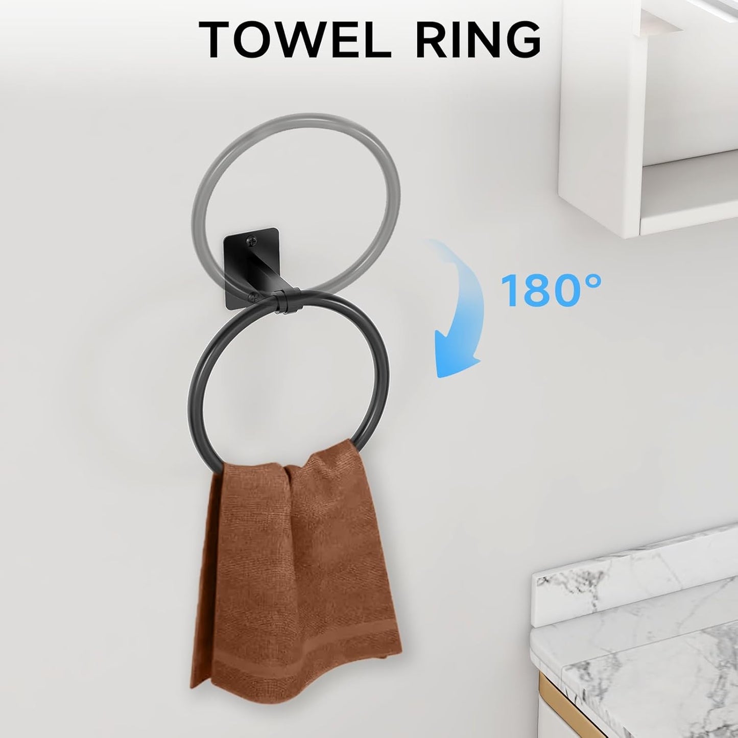 Set 4 Pzas Accesorios Baño Toallero 32pulg Negro Mate