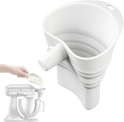 Embudo de harina de silicona para KitchenAid, accesorio plegable para hornear sin desorden